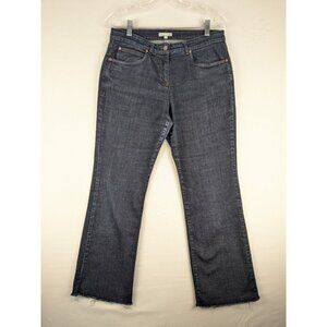 Eileen Fisher Jeans Size Small 30x29 Dark Blue Straight Leg Denim Raw Hem
